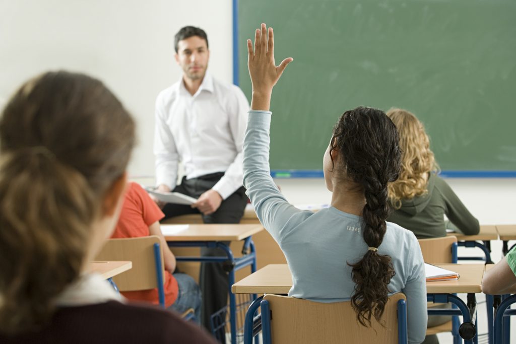 Teacher and students during a lesson at Fondazione Doria