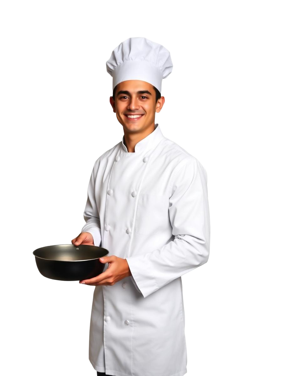 Chef holding a pan